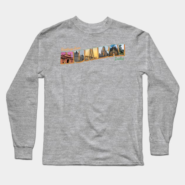 Greetings from Mumbai in India Vintage style retro souvenir Long Sleeve T-Shirt by DesignerPropo